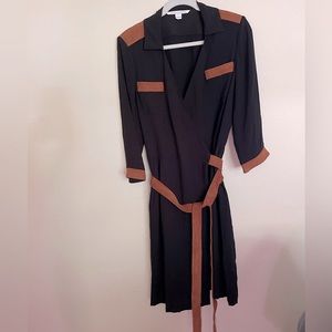 diane von furstenberg (DVF) black and brown wrap dress